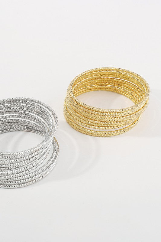 STYLED BY ALX COUTURE MIAMI BOUTIQUE Gold & Silver Color Metal Bangle Bracelets Set 