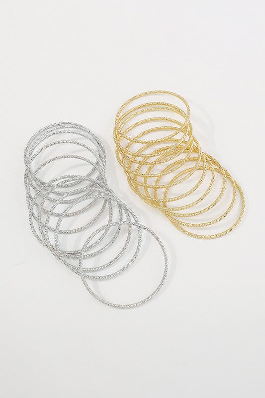 STYLED BY ALX COUTURE MIAMI BOUTIQUE Gold & Silver Color Metal Bangle Bracelets Set