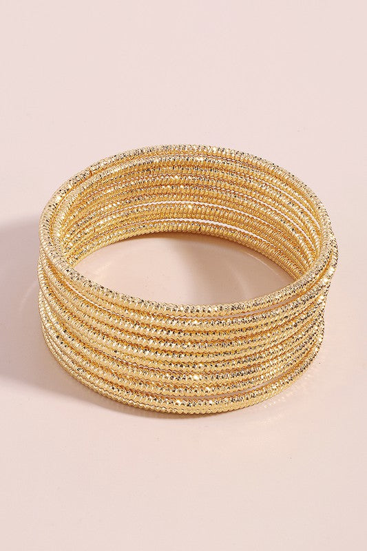 STYLED BY ALX COUTURE MIAMI BOUTIQUE Gold & Silver Color Metal Bangle Bracelets Set