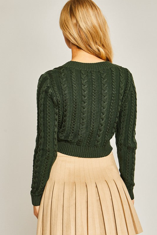 Green Cropped Sweater Top