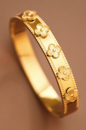 18K gold dipped clover hinged bangle bracelet from STYLED BY ALX