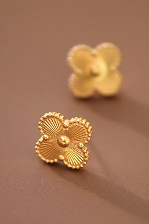 18K gold plated stainless steel clover stud earrings