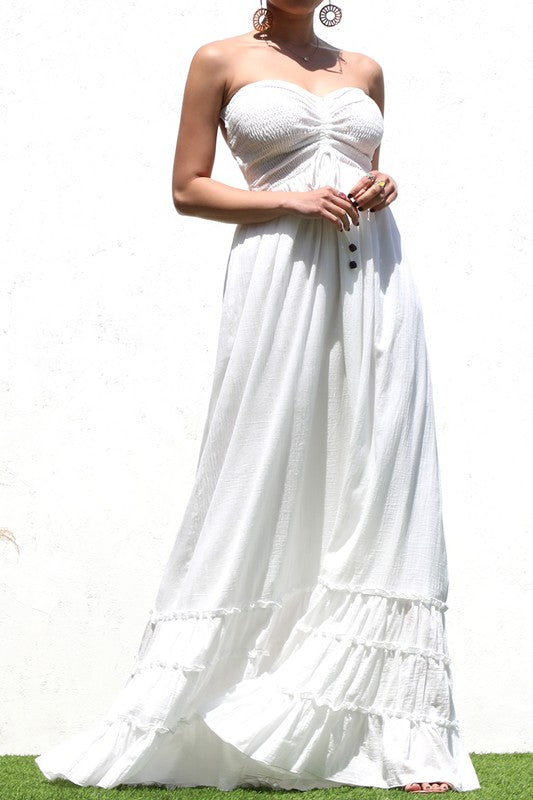 STYLED BY ALX COUTURE MIAMI BOUTIQUE Off White Smocked Maxi Dress