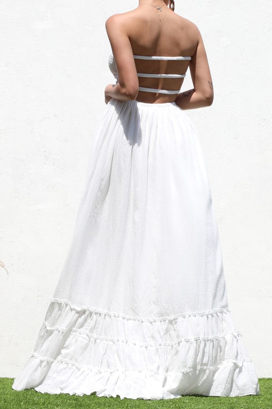 back of the Off White Smocked Maxi Dress