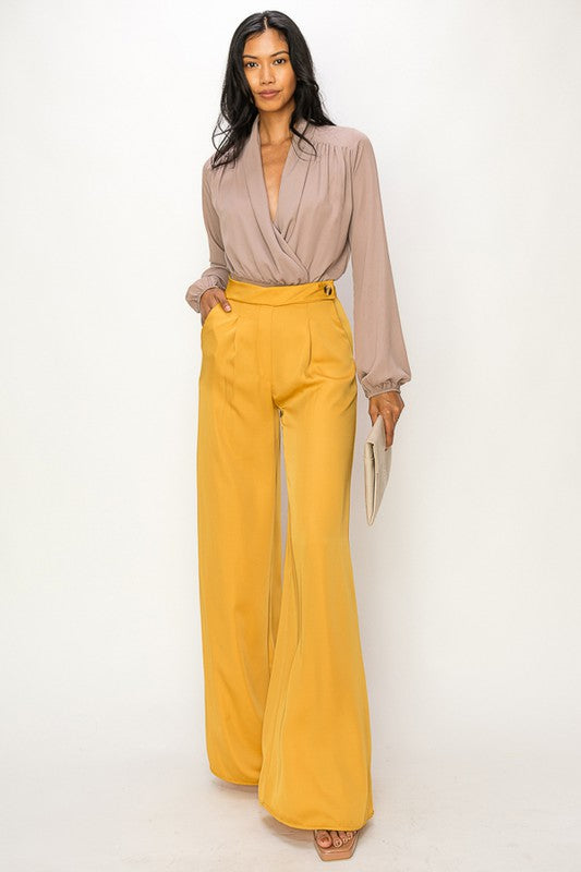 STYLED BY ALX COUTURE MIAMI BOUTIQUE Cream Silky Smooth High Waisted Dress Pants 