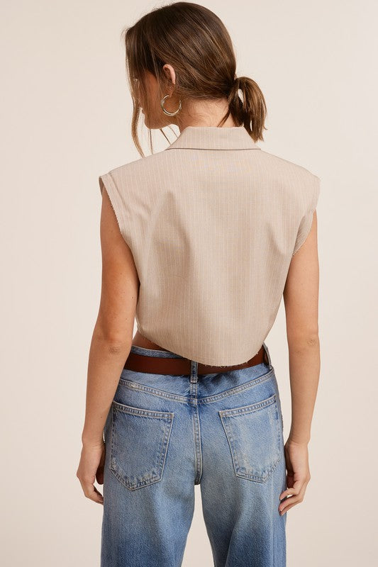 STYLED BY ALX COUTURE MIAMI BOUTIQUE Beige Cooper Vest. Back view 