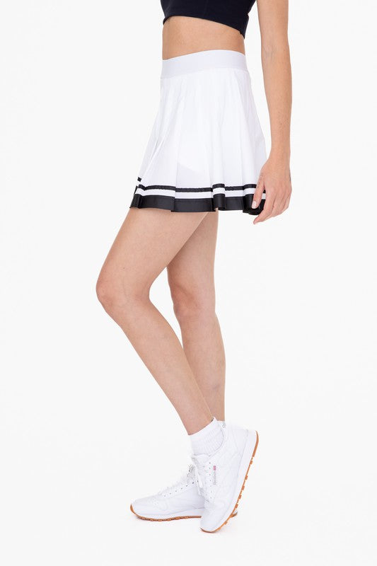 STYLED BY ALX COUTURE MIAMI BOUTIQUE White Black Stripe Pleated Tennis Skirt