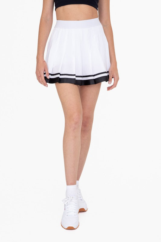 STYLED BY ALX COUTURE MIAMI BOUTIQUE White Black Stripe Pleated Tennis Skirt