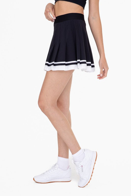 STYLED BY ALX COUTURE MIAMI BOUTIQUE Black White Stripe Pleated Tennis Skirt