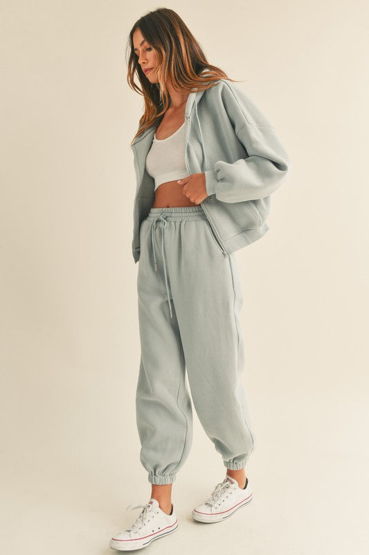 STYLED BY ALX COUTURE Grey Oversized Hooded Zipup Jacket Joggers Pants Set