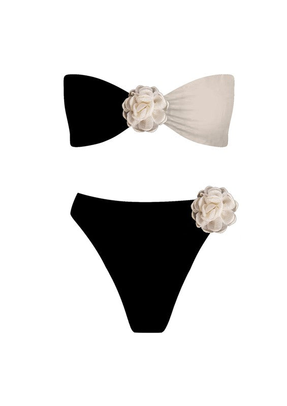 STYLED BY ALX COUTURE MIAMI BOUTIQUE Black White Maryland Bikini Set