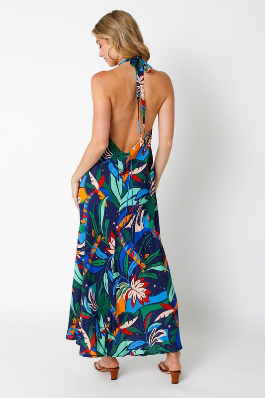 STYLED BY ALX COUTURE MIAMI BOUTIQUE Navy Zuly Open Back Maxi Dress