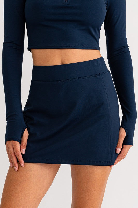 STYLED BY ALX COUTURE MIAMI BOUTIQUE Navy High Waist Skort