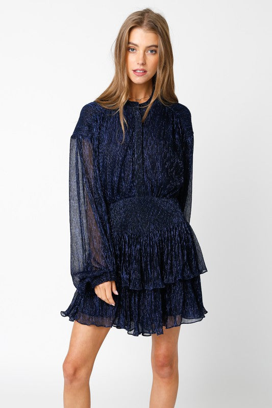 STYLED BY ALX COUTURE MIAMI BOUTIQUE Navy Lottie Long Sleeve Dress