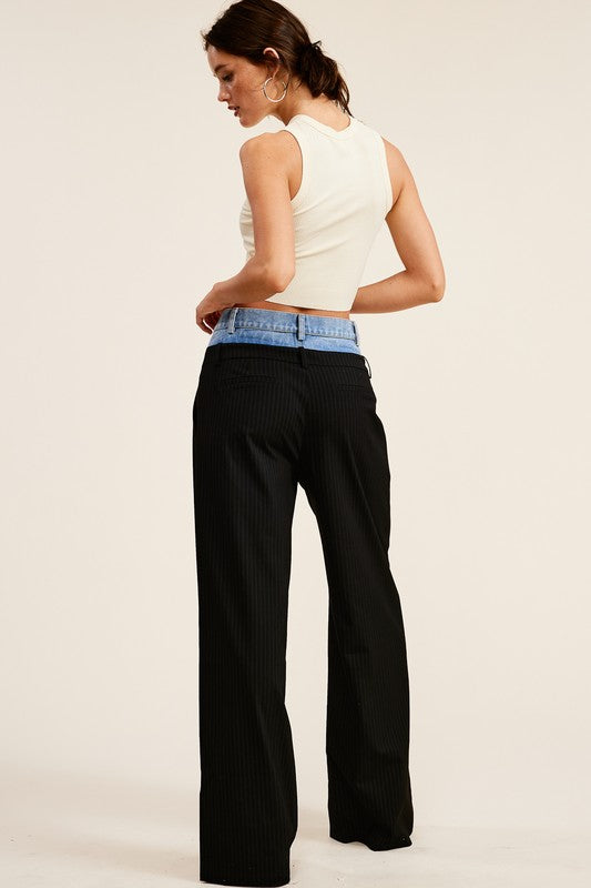 STYLED BY ALX COUTURE MIAMI BOUTIQUE Black Billie Denim Waistband Trousers