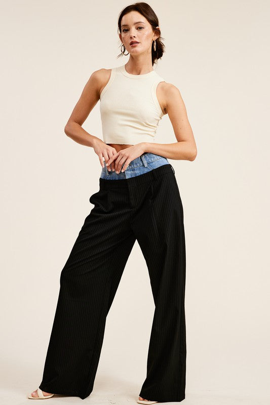 STYLED BY ALX COUTURE MIAMI BOUTIQUE Black Billie Denim Waistband Trousers