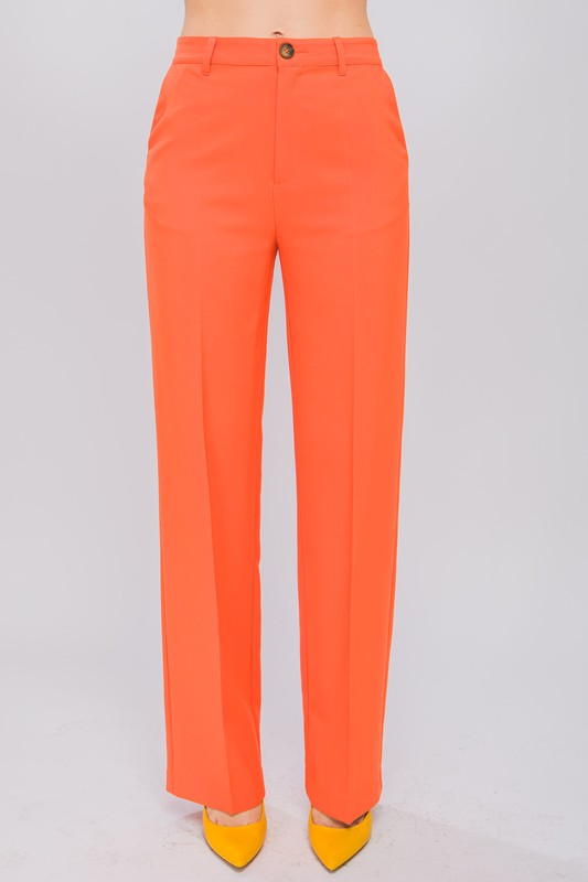 model is wearing Orange Formal Straight Leg Blazer Pants