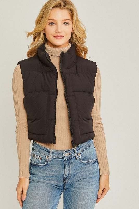 STYLED BY ALX COUTURE MIAMI BOUTIQUE Black Puffer Vest With Pockets