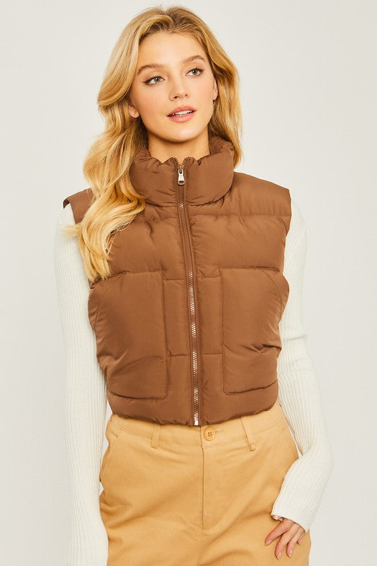 STYLED BY ALX COUTURE MIAMI BOUTIQUE Cocoa Puffer Vest With Pockets
