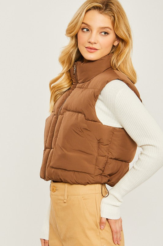 STYLED BY ALX COUTURE MIAMI BOUTIQUE Cocoa Puffer Vest With Pockets