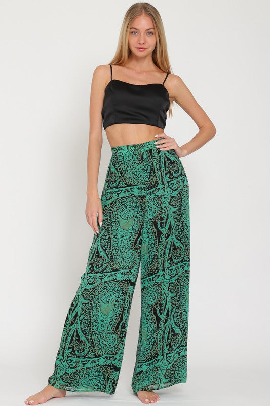 STYLED BY ALX COUTURE MIAMI BOUTIQUE Green Black High Waisted Long Pants