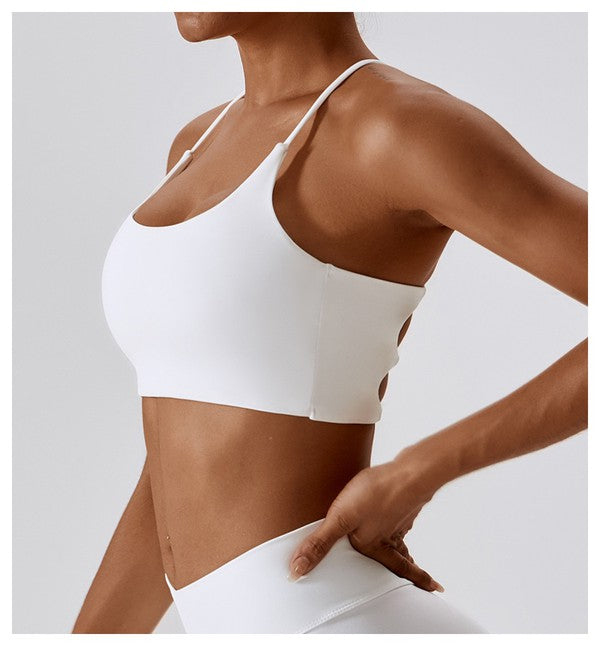 STYLED BY ALX COUTURE MIAMI BOUTIQUE Amelia Strappy Back Sports Bra Active Crop Top