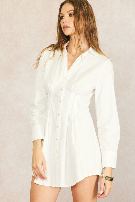 STYLED BY ALX COUTURE MIAMI BOUTIQUE White Cotton Poplin Shirt Dress