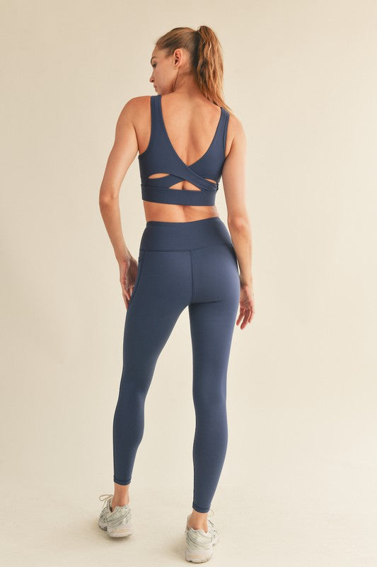 STYLED BY ALX COUTURE MIAMI BOUTIQUE Midnight Blue Under Control Bra & Legging Set