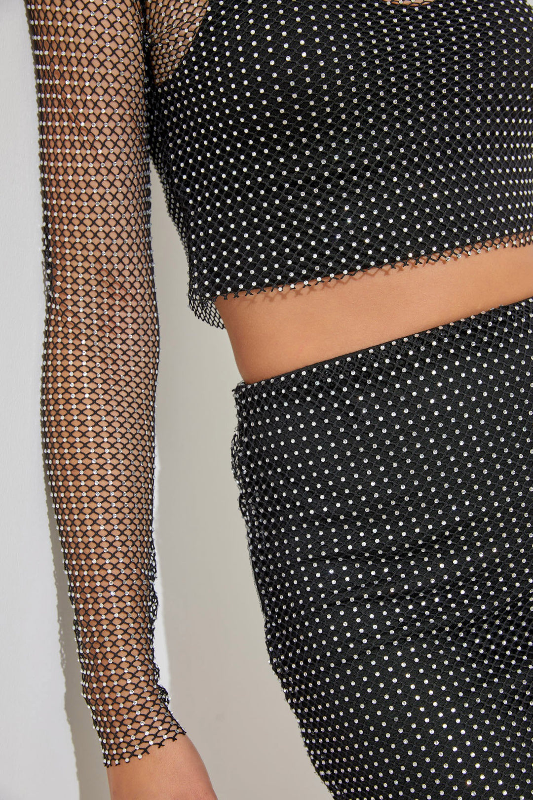 STYLED BY ALX COUTURE MIAMI BOUTIQUE Black Crystal Rhinestone Mini Skirt