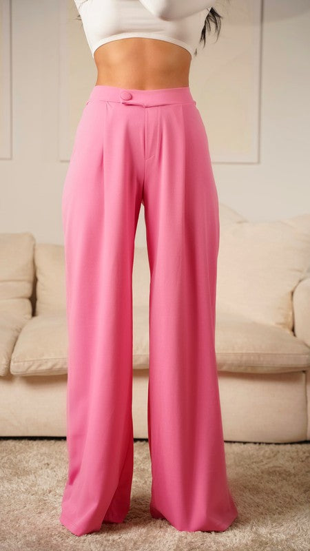 STYLED BY ALX COUTURE MIAMI BOUTIQUE Pink Asymmetrical High Waisted Trouser Pants