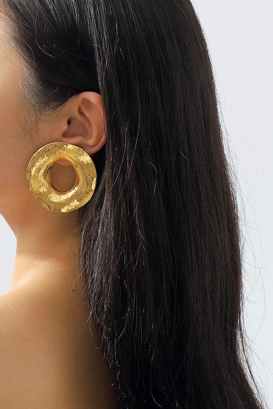 STYLED BY ALX COUTURE MIAMI BOUTIQUE Textured Metal Round Stud Earrings