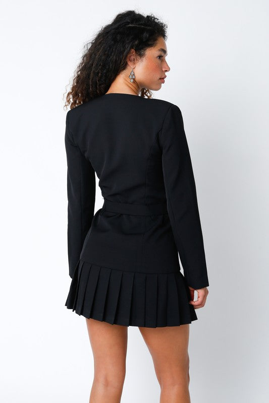 STYLED BY ALX COUTURE MIAMI BOUTIQUE Black Cooper Long Sleeve Mini Dress long sleeve mini dress