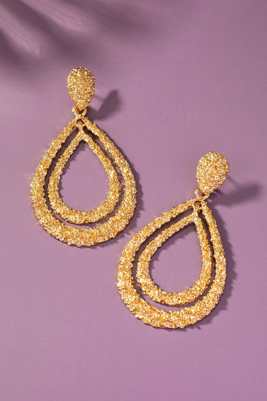 STYLED BY ALX COUTURE MIAMI BOUTIQUE Gold Trio Puffy Hollow Teardrop Huggie Earrings Set
