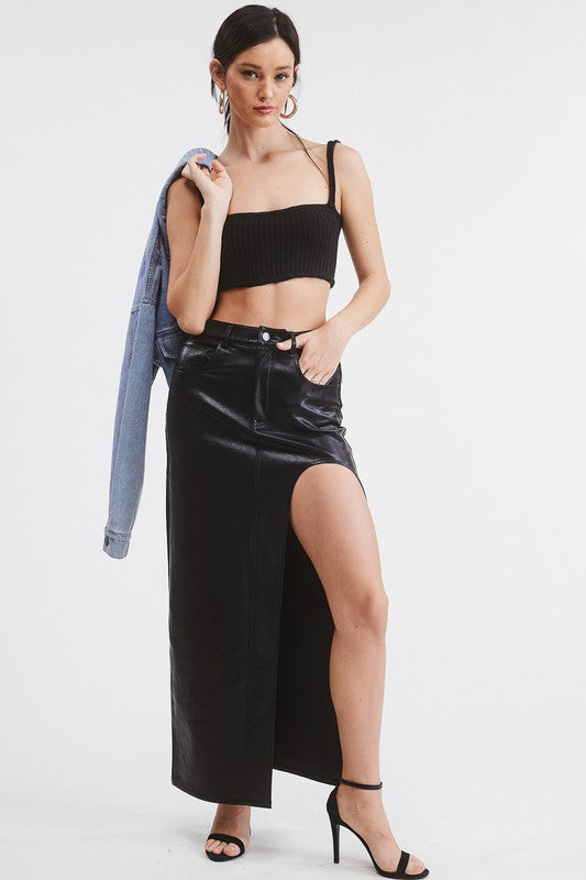 STYLED BY ALX COUTURE MIAMI BOUTIQUE Black La Boca Leather Skirt