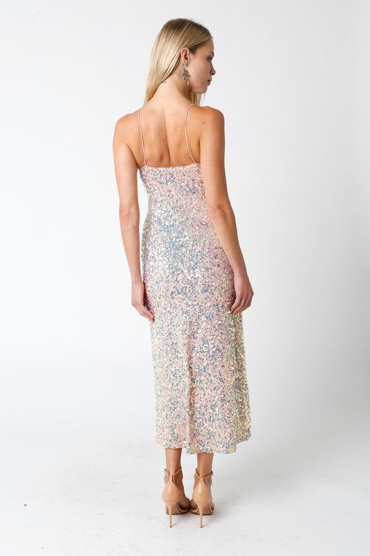 STYLED BY ALX COUTURE MIAMI BOUTIQUE Blush Lux Sequin Midi Dress
