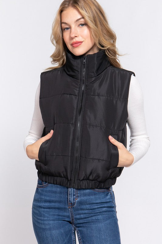 STYLED BY ALX COUTURE MIAMI BOUTIQUE Black Puffer Padding Vest 