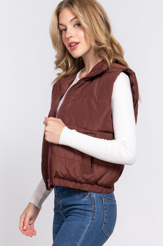 STYLED BY ALX COUTURE MIAMI BOUTIQUE Brown Puffer Padding Vest