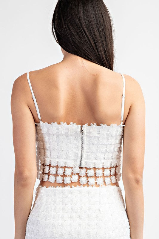 back of the Shimmer White Crop Top
