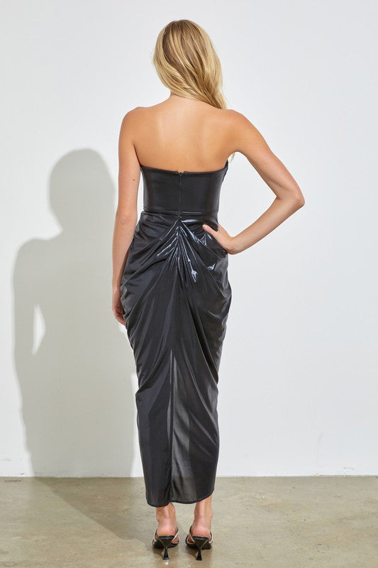 STYLED BY ALX COUTURE MIAMI BOUTIQUE Black Sparkly Gather Maxi Dress