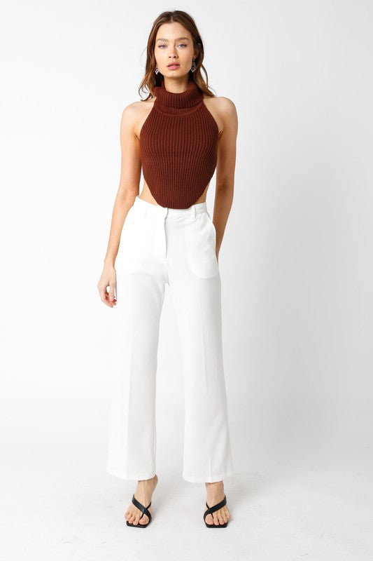 STYLED BY ALX COUTURE MIAMI BOUTIQUE Brown Turtle Neck Beverly Top