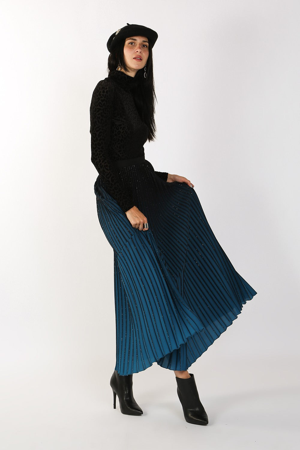 STYLED BY ALX COUTURE MIAMI BOUTIQUE Blue Glitter Maxi Skirt