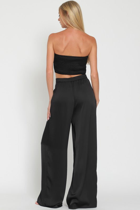 STYLED BY ALX COUTURE MIAMI BOUTIQUE Black Tube Vest Cropped Top & High Waist Pants Set