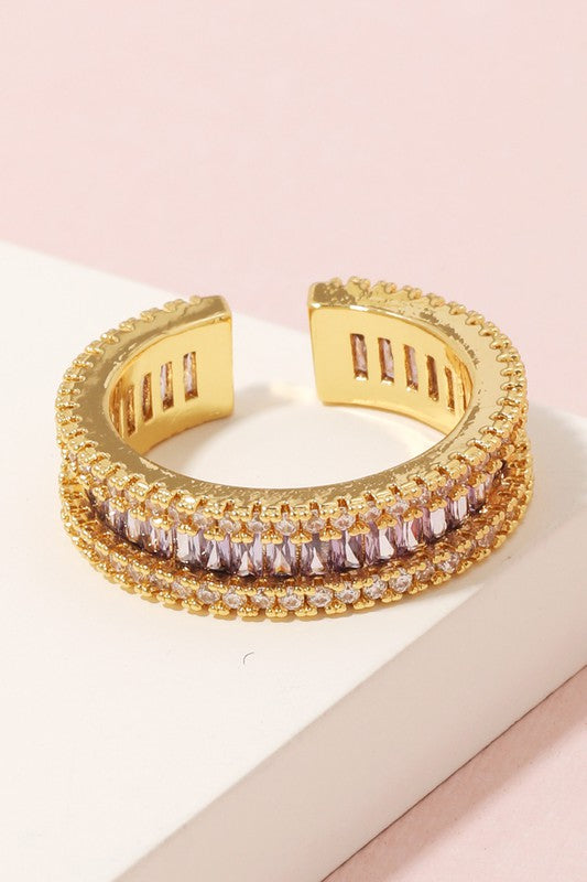 STYLED BY ALX COUTURE MIAM BOUTIQUE Gold Pave Adjustable Fashion Ring