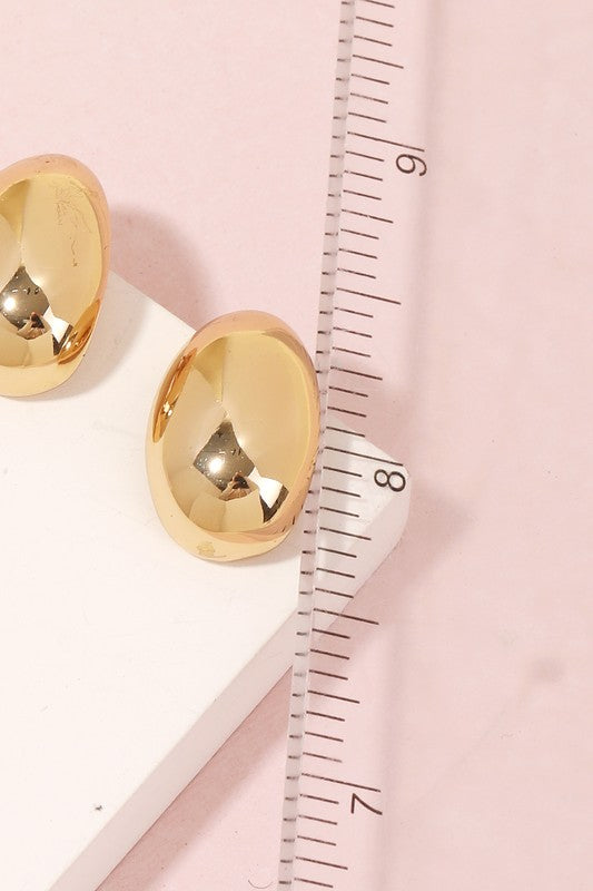 STYLED BY ALX COUTURE MIAMI BOUTIQUE Gold Oval Metallic Stud Earrings