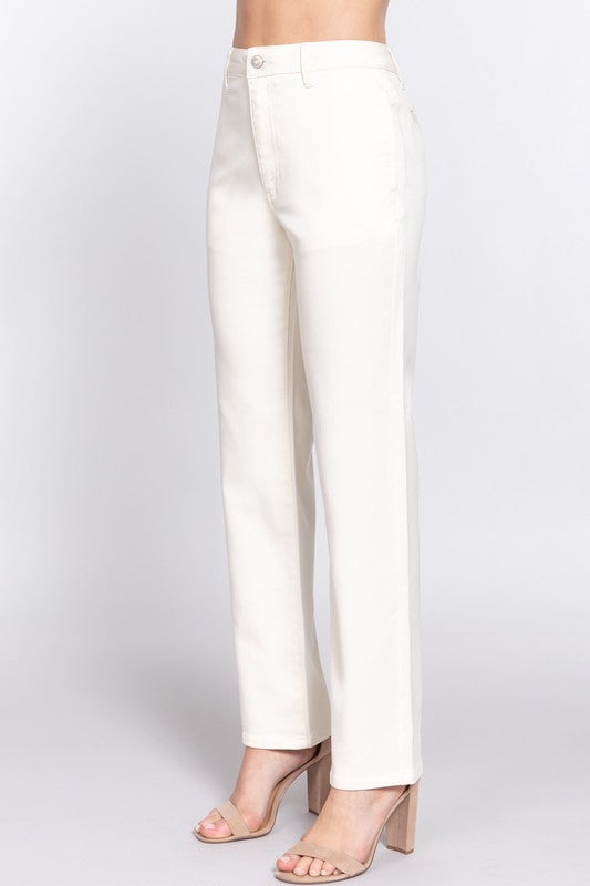 STYLED BY ALX COUTURE MIAMI BOUTIQUE Beige Straight Fit Twill Long Pants