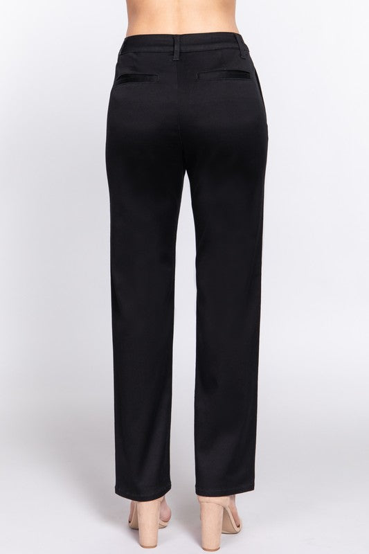 STYLED BY ALX COUTURE MIAMI BOUTIQUE Black Straight Fit Twill Long Pants