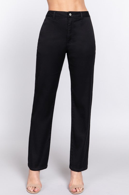 STYLED BY ALX COUTURE MIAMI BOUTIQUE Black Straight Fit Twill Long Pants