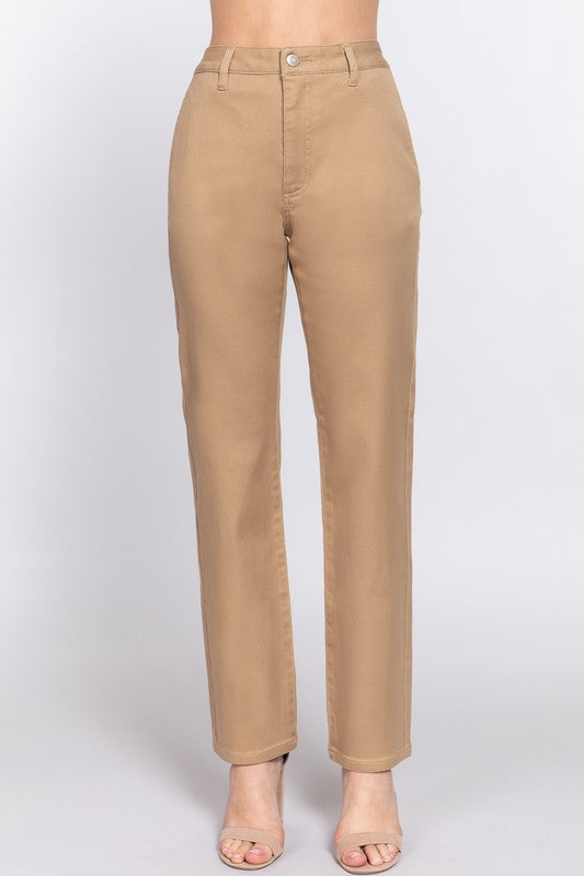 STYLED BY ALX COUTURE MIAMI BOUTIQUE Khaki Straight Fit Twill Long Pants