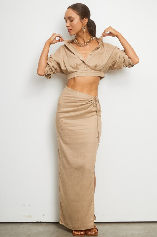 STYLED BY ALX COUTURE MIAMI BOUTIQUE Sand Margot Skirt Set