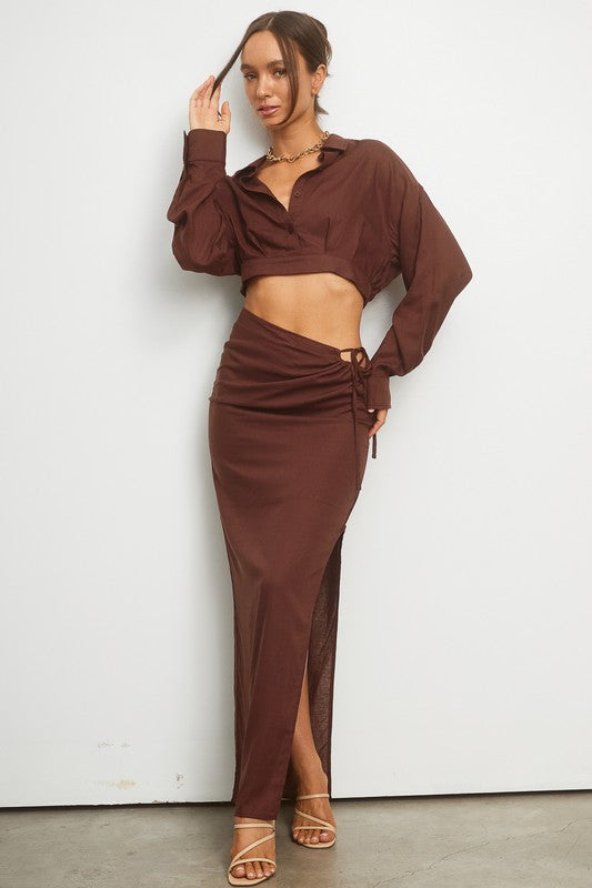 STYLED BY ALX COUTURE MIAMI BOUTIQUE Maroon Margot Skirt Set
